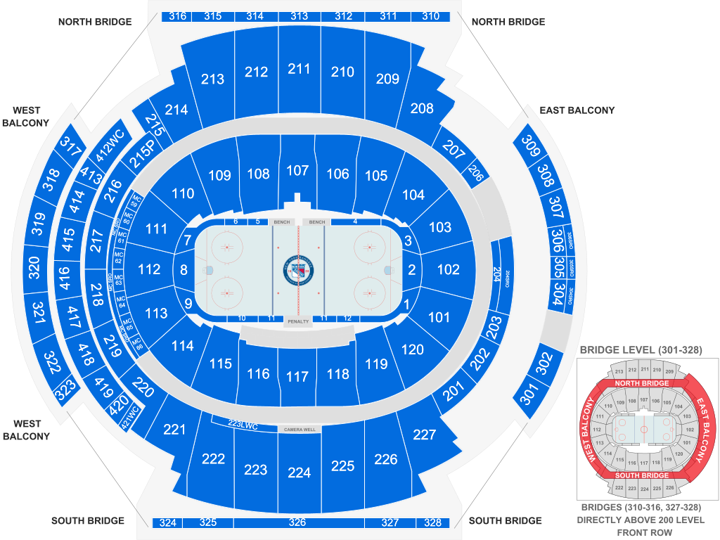 New York Rangers vs. Arizona Coyotes Seating Plan at Madison Square Garden
